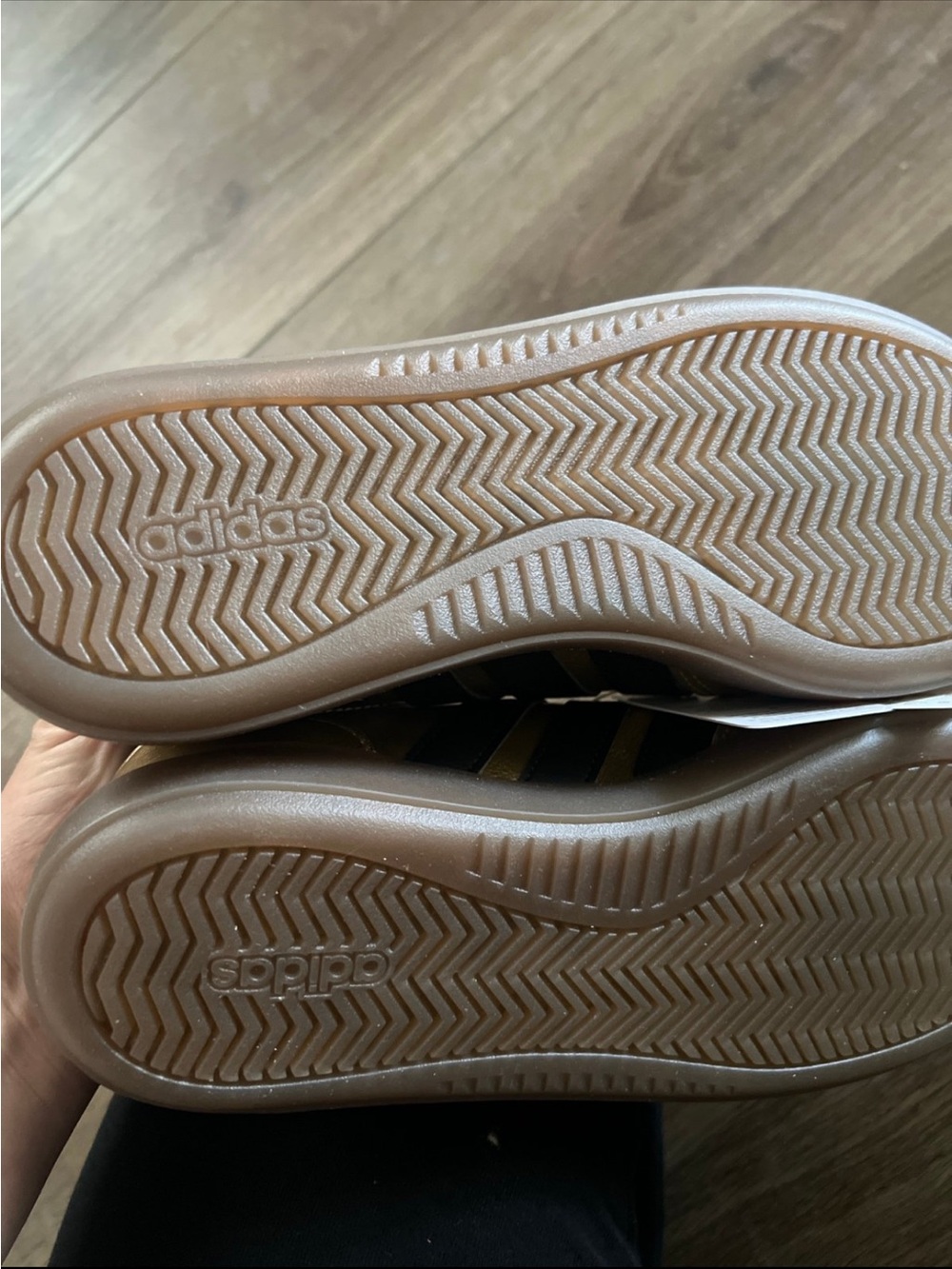 Adidas woman’s Gold Samba-Inspired Sneakers with Black Stripes - Picture 4 of 4